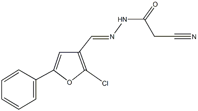 N'-[(2-chloro-5-phenyl-3-furyl)methylene]-2-cyanoacetohydrazide 化学構造式