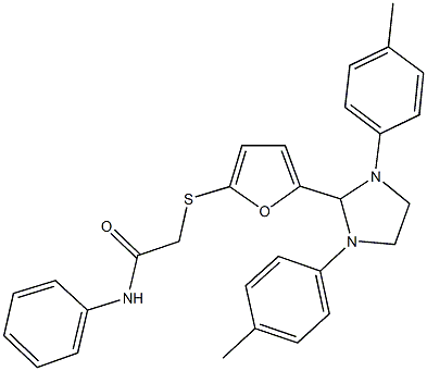 2-({5-[1,3-bis(4-methylphenyl)-2-imidazolidinyl]-2-furyl}sulfanyl)-N-phenylacetamide Structure