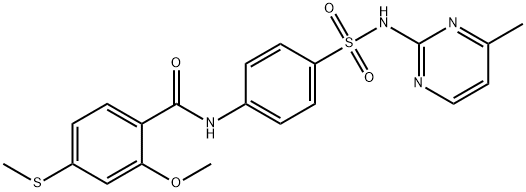 2-methoxy-N-(4-{[(4-methyl-2-pyrimidinyl)amino]sulfonyl}phenyl)-4-(methylsulfanyl)benzamide Structure