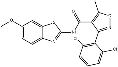 3-(2,6-dichlorophenyl)-N-(6-methoxy-1,3-benzothiazol-2-yl)-5-methyl-4-isoxazolecarboxamide Struktur