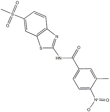 4-nitro-3-methyl-N-[6-(methylsulfonyl)-1,3-benzothiazol-2-yl]benzamide 结构式