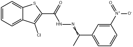 3-chloro-N'-(1-{3-nitrophenyl}ethylidene)-1-benzothiophene-2-carbohydrazide Structure