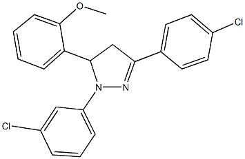 1-(3-chlorophenyl)-3-(4-chlorophenyl)-5-(2-methoxyphenyl)-4,5-dihydro-1H-pyrazole Structure