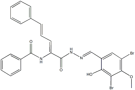 N-(1-{[2-(3,5-dibromo-2-hydroxy-4-methoxybenzylidene)hydrazino]carbonyl}-4-phenyl-1,3-butadienyl)benzamide Structure