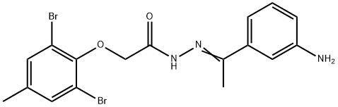 N'-[1-(3-aminophenyl)ethylidene]-2-(2,6-dibromo-4-methylphenoxy)acetohydrazide Structure