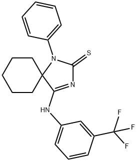 1-phenyl-4-{[3-(trifluoromethyl)phenyl]imino}-1,3-diazaspiro[4.5]decane-2-thione Structure