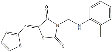 5-(2-thienylmethylene)-2-thioxo-3-(2-toluidinomethyl)-1,3-thiazolidin-4-one Structure