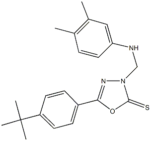 5-(4-tert-butylphenyl)-3-[(3,4-dimethylanilino)methyl]-1,3,4-oxadiazole-2(3H)-thione,350476-30-1,结构式