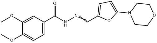3,4-dimethoxy-N'-{[5-(4-morpholinyl)-2-furyl]methylene}benzohydrazide 化学構造式