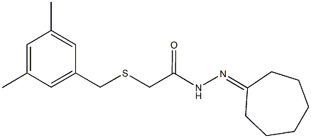 N'-cycloheptylidene-2-[(3,5-dimethylbenzyl)sulfanyl]acetohydrazide Struktur