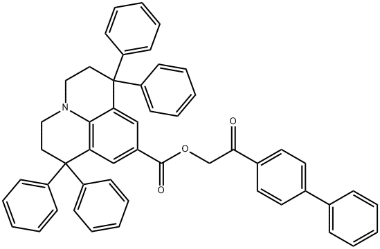 2-[1,1'-biphenyl]-4-yl-2-oxoethyl 1,1,7,7-tetraphenyl-2,3,6,7-tetrahydro-1H,5H-pyrido[3,2,1-ij]quinoline-9-carboxylate 结构式