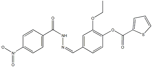 2-ethoxy-4-(2-{4-nitrobenzoyl}carbohydrazonoyl)phenyl 2-thiophenecarboxylate 化学構造式