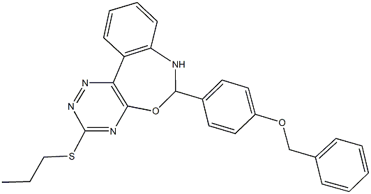 6-[4-(benzyloxy)phenyl]-3-(propylsulfanyl)-6,7-dihydro[1,2,4]triazino[5,6-d][3,1]benzoxazepine,350503-75-2,结构式
