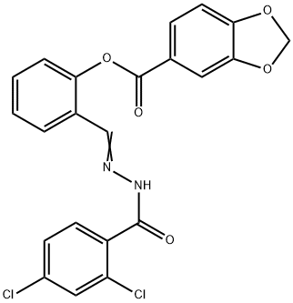 2-[2-(2,4-dichlorobenzoyl)carbohydrazonoyl]phenyl 1,3-benzodioxole-5-carboxylate Struktur