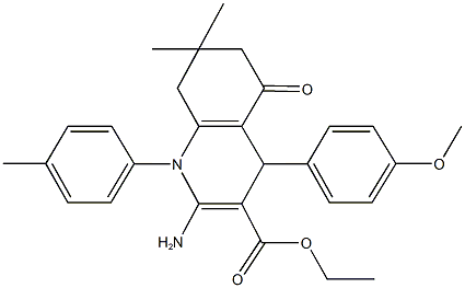 ethyl 2-amino-4-(4-methoxyphenyl)-7,7-dimethyl-1-(4-methylphenyl)-5-oxo-1,4,5,6,7,8-hexahydro-3-quinolinecarboxylate Structure