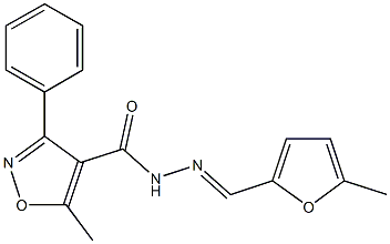 5-methyl-N'-[(5-methyl-2-furyl)methylene]-3-phenyl-4-isoxazolecarbohydrazide Struktur