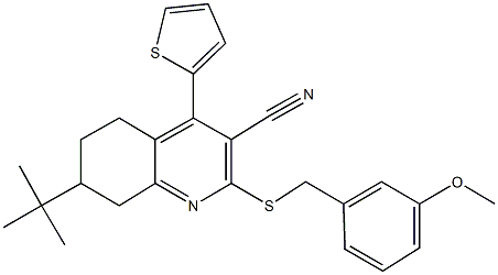350510-14-4 7-tert-butyl-2-[(3-methoxybenzyl)sulfanyl]-4-(2-thienyl)-5,6,7,8-tetrahydro-3-quinolinecarbonitrile