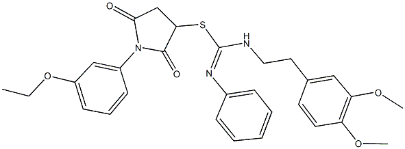 1-(3-ethoxyphenyl)-2,5-dioxo-3-pyrrolidinyl N-[2-(3,4-dimethoxyphenyl)ethyl]-N'-phenylimidothiocarbamate Structure
