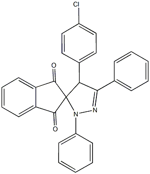 4-(4-chlorophenyl)-1,3-diphenyl-4,5-dihydro-1',3'-dioxospiro[1H-pyrazole-5,2'-indane] 结构式