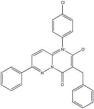 3-benzyl-1-(4-chlorophenyl)-4-oxo-7-phenyl-4H-pyrimido[1,2-b]pyridazin-1-ium-2-olate Struktur