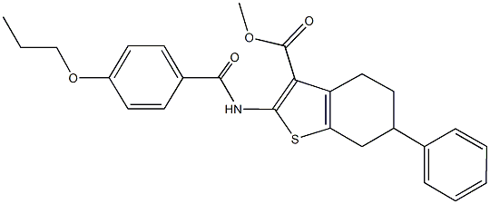 methyl 6-phenyl-2-[(4-propoxybenzoyl)amino]-4,5,6,7-tetrahydro-1-benzothiophene-3-carboxylate 化学構造式