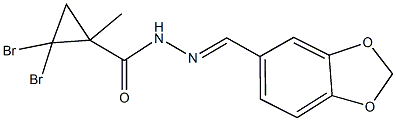 N'-(1,3-benzodioxol-5-ylmethylene)-2,2-dibromo-1-methylcyclopropanecarbohydrazide Struktur