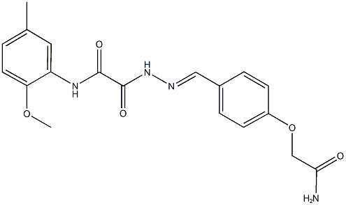 2-{2-[4-(2-amino-2-oxoethoxy)benzylidene]hydrazino}-N-(2-methoxy-5-methylphenyl)-2-oxoacetamide Struktur