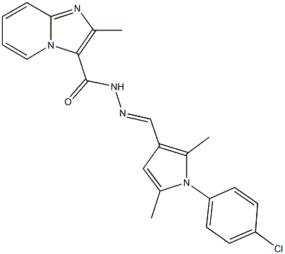 N'-{[1-(4-chlorophenyl)-2,5-dimethyl-1H-pyrrol-3-yl]methylene}-2-methylimidazo[1,2-a]pyridine-3-carbohydrazide 结构式