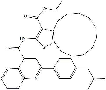 ethyl 2-({[2-(4-isobutylphenyl)-4-quinolinyl]carbonyl}amino)-4,5,6,7,8,9,10,11,12,13-decahydrocyclododeca[b]thiophene-3-carboxylate Struktur