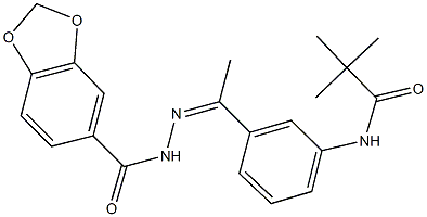 N-{3-[N-(1,3-benzodioxol-5-ylcarbonyl)ethanehydrazonoyl]phenyl}-2,2-dimethylpropanamide Structure