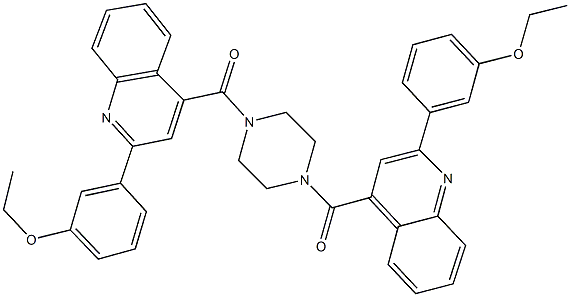 2-(3-ethoxyphenyl)-4-[(4-{[2-(3-ethoxyphenyl)-4-quinolinyl]carbonyl}-1-piperazinyl)carbonyl]quinoline 化学構造式