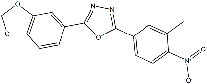 2-(1,3-benzodioxol-5-yl)-5-{4-nitro-3-methylphenyl}-1,3,4-oxadiazole,350998-35-5,结构式