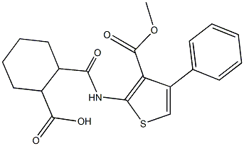 2-({[3-(methoxycarbonyl)-4-phenyl-2-thienyl]amino}carbonyl)cyclohexanecarboxylic acid,350998-82-2,结构式