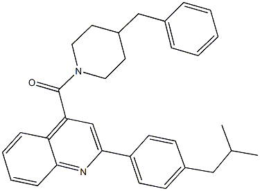 4-[(4-benzyl-1-piperidinyl)carbonyl]-2-(4-isobutylphenyl)quinoline 化学構造式