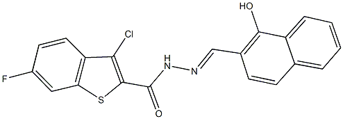 3-chloro-6-fluoro-N'-[(1-hydroxy-2-naphthyl)methylene]-1-benzothiophene-2-carbohydrazide,350999-14-3,结构式