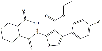 2-({[4-(4-chlorophenyl)-3-(ethoxycarbonyl)-2-thienyl]amino}carbonyl)cyclohexanecarboxylic acid,351000-27-6,结构式