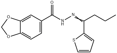 N'-[1-(2-thienyl)butylidene]-1,3-benzodioxole-5-carbohydrazide Structure