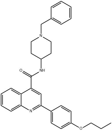 N-(1-benzyl-4-piperidinyl)-2-(4-propoxyphenyl)-4-quinolinecarboxamide 化学構造式