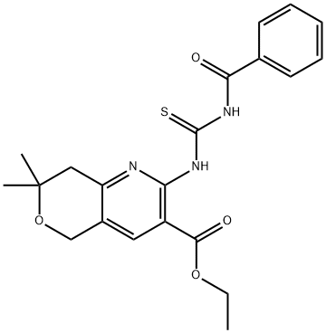 ethyl 2-{[(benzoylamino)carbothioyl]amino}-7,7-dimethyl-7,8-dihydro-5H-pyrano[4,3-b]pyridine-3-carboxylate Structure