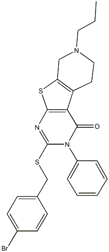 2-[(4-bromobenzyl)sulfanyl]-3-phenyl-7-propyl-5,6,7,8-tetrahydropyrido[4',3':4,5]thieno[2,3-d]pyrimidin-4(3H)-one,351005-13-5,结构式