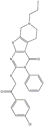 2-{[2-(4-chlorophenyl)-2-oxoethyl]sulfanyl}-3-phenyl-7-propyl-5,6,7,8-tetrahydropyrido[4',3':4,5]thieno[2,3-d]pyrimidin-4(3H)-one,351005-19-1,结构式