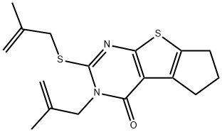 3-(2-methyl-2-propenyl)-2-[(2-methyl-2-propenyl)sulfanyl]-3,5,6,7-tetrahydro-4H-cyclopenta[4,5]thieno[2,3-d]pyrimidin-4-one Structure