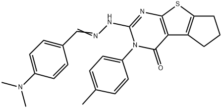 4-(dimethylamino)benzaldehyde [3-(4-methylphenyl)-4-oxo-3,5,6,7-tetrahydro-4H-cyclopenta[4,5]thieno[2,3-d]pyrimidin-2-yl]hydrazone,351007-18-6,结构式