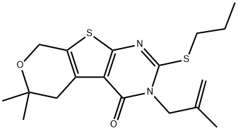 6,6-dimethyl-3-(2-methyl-2-propenyl)-2-(propylsulfanyl)-3,5,6,8-tetrahydro-4H-pyrano[4',3':4,5]thieno[2,3-d]pyrimidin-4-one|