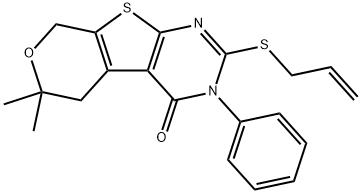 2-(allylsulfanyl)-6,6-dimethyl-3-phenyl-3,5,6,8-tetrahydro-4H-pyrano[4',3':4,5]thieno[2,3-d]pyrimidin-4-one Structure