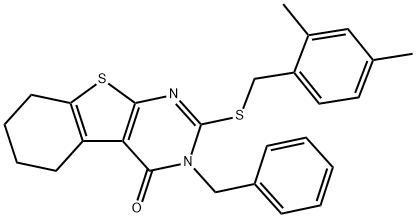 3-benzyl-2-[(2,4-dimethylbenzyl)sulfanyl]-5,6,7,8-tetrahydro[1]benzothieno[2,3-d]pyrimidin-4(3H)-one Structure