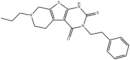 3-(2-phenylethyl)-7-propyl-2-sulfanyl-5,6,7,8-tetrahydropyrido[4',3':4,5]thieno[2,3-d]pyrimidin-4(3H)-one 结构式
