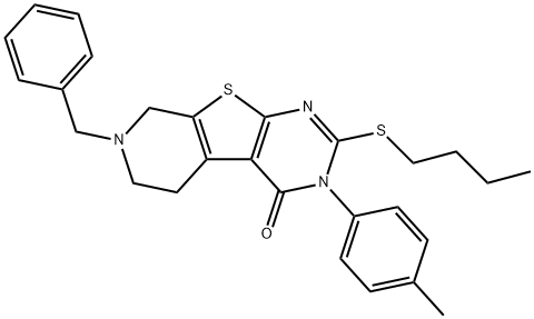7-benzyl-2-(butylsulfanyl)-3-(4-methylphenyl)-5,6,7,8-tetrahydropyrido[4',3':4,5]thieno[2,3-d]pyrimidin-4(3H)-one Structure