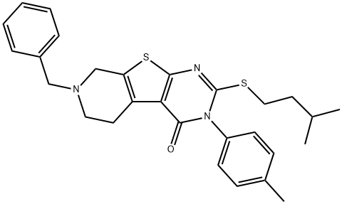 7-benzyl-2-(isopentylsulfanyl)-3-(4-methylphenyl)-5,6,7,8-tetrahydropyrido[4',3':4,5]thieno[2,3-d]pyrimidin-4(3H)-one Structure