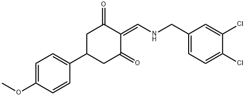 2-{[(3,4-dichlorobenzyl)amino]methylene}-5-(4-methoxyphenyl)cyclohexane-1,3-dione 化学構造式